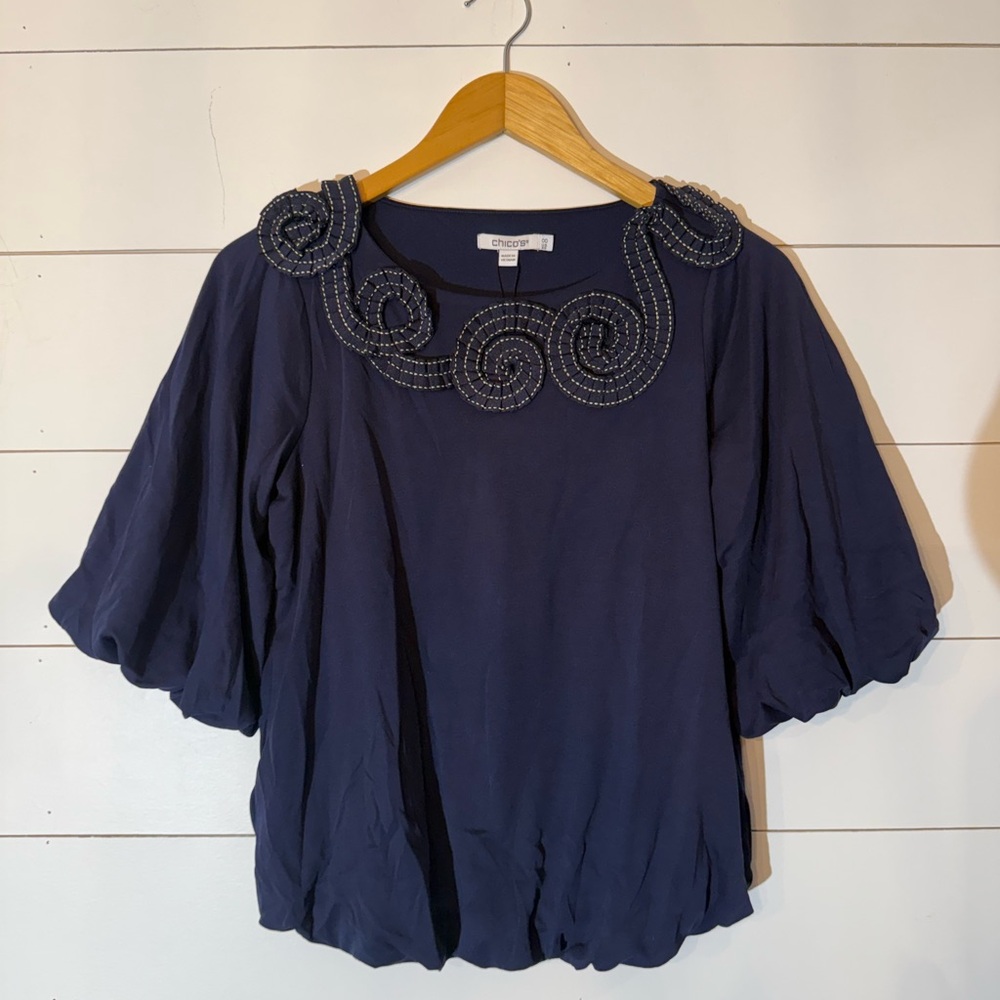 Chico’s Bubble Hem Pleated Cotton